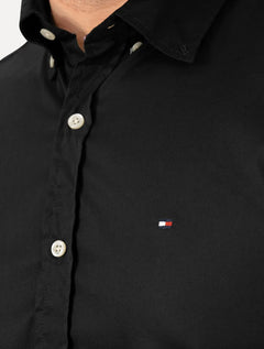 Camisa Tommy Hilfiger Masculina Manga Curta Regular Classic Poplin Preta