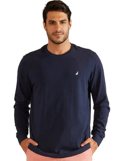 Blusa Nautica Masculina Malha Classic Logo Azul Marinho