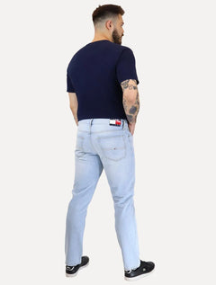 Calça Tommy Jeans Masculina Regular Straight Relaxed Ryan Azul Claro