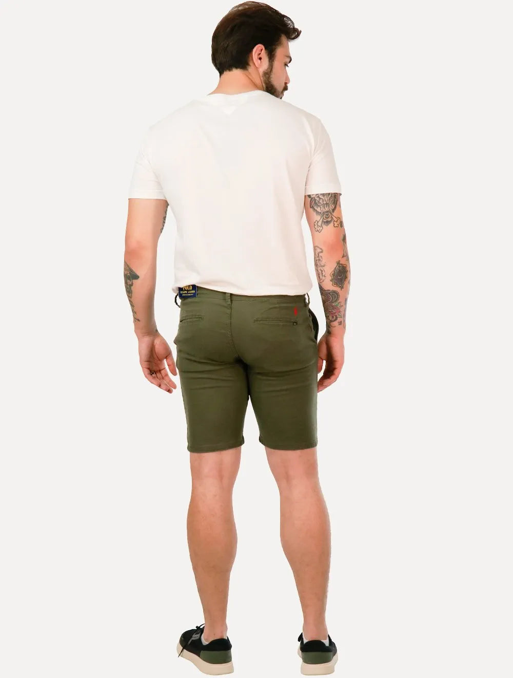 Bermuda Ralph Lauren Masculino Linho Red Icon Verde Militar