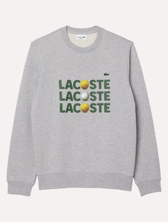 Moletom Lacoste Masculino Heavy Cotton Ball Print Cinza Mescla