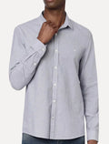 Camisa Calvin Klein Masculina Slim Fit Oxford Leve Marinho Mescla