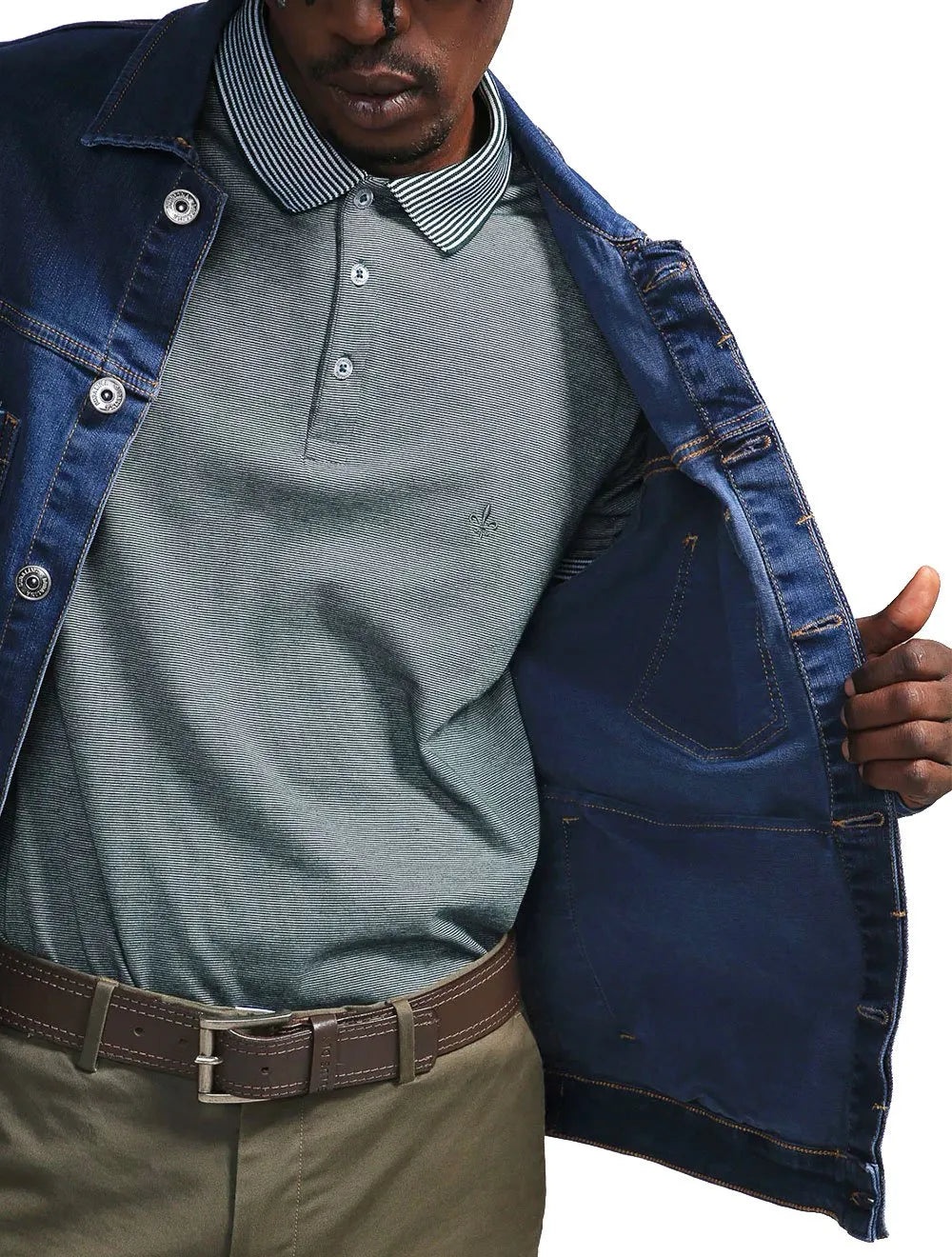 Jaqueta Dudalina Jeans Masculina Trucker Color Azul Médio