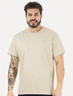 Camiseta Colcci Masculina Basica Logo Minimalista Off-White