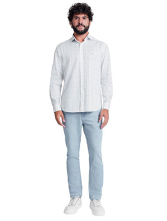 Camisa Aramis Masculina Regular Tricoline Large Xadrez Off-White