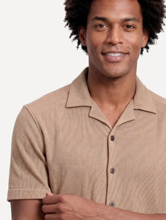 Camisa Aramis Masculina Manga Curta Piquet Bowling Tricot Areia
