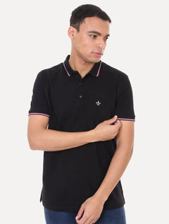 Polo Dudalina Masculina Gradient Collar Preta