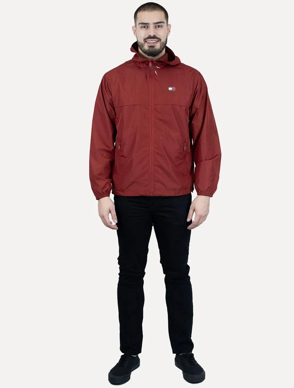 Jaqueta Tommy Jeans Masculina Corta Vento Chicago Flag Vermelha
