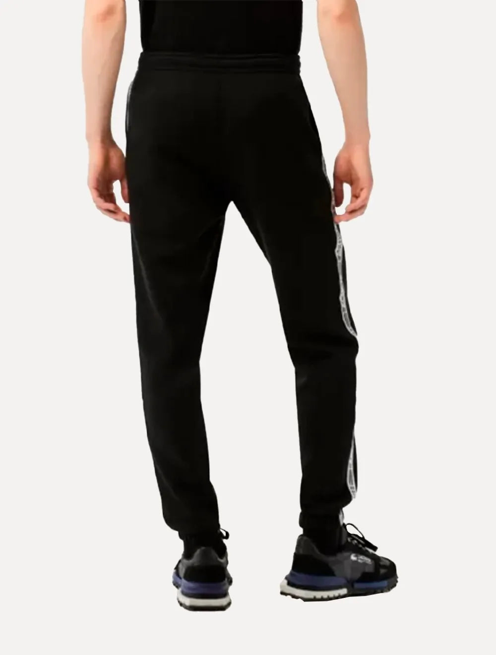 Calça Lacoste Moletom Masculina Jogger Signature Sash Preta