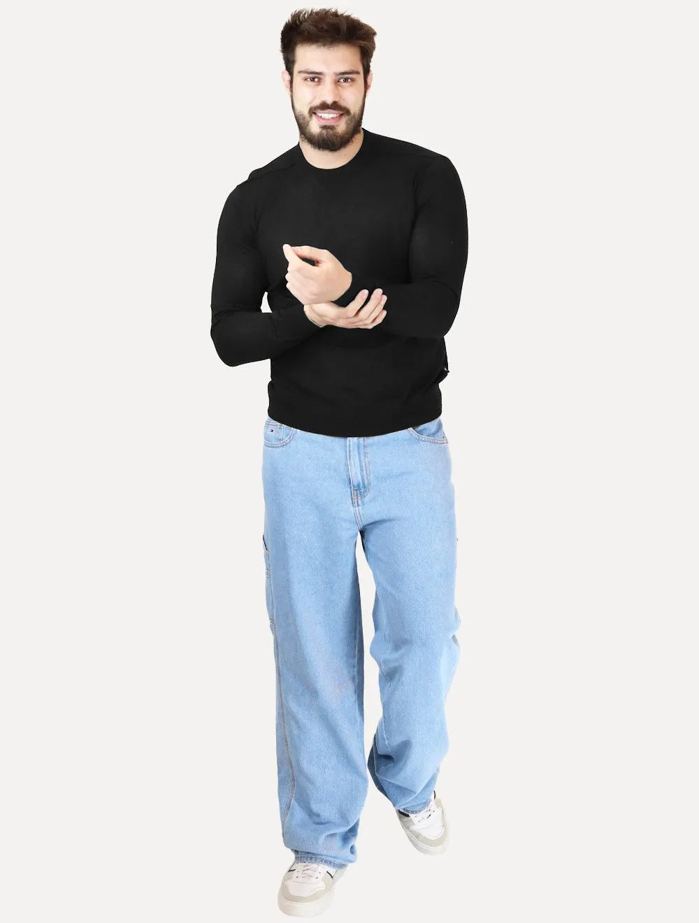 Suéter Empório Armani Masculino Crewneck Lyocell Essential Preto