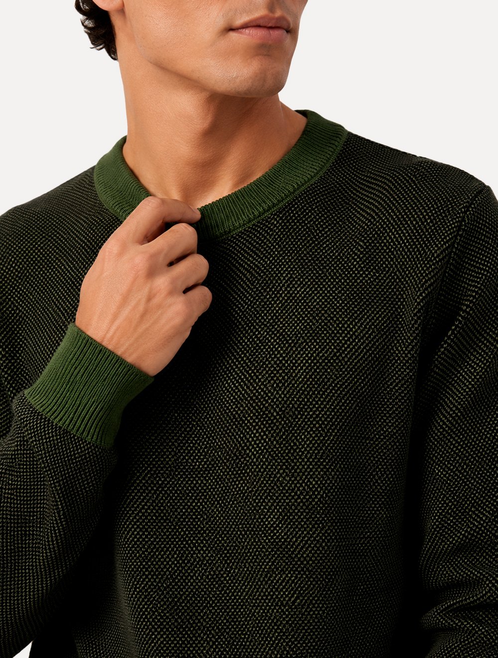 Suéter John John Masculino Regular Fit Tricot Smooth Verde Militar