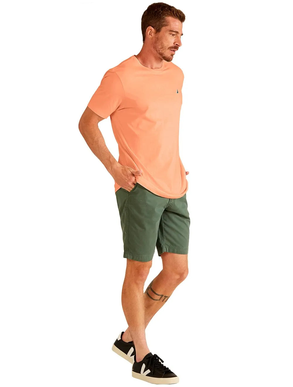 Camiseta Nautica Masculina Dark Icon Salmão