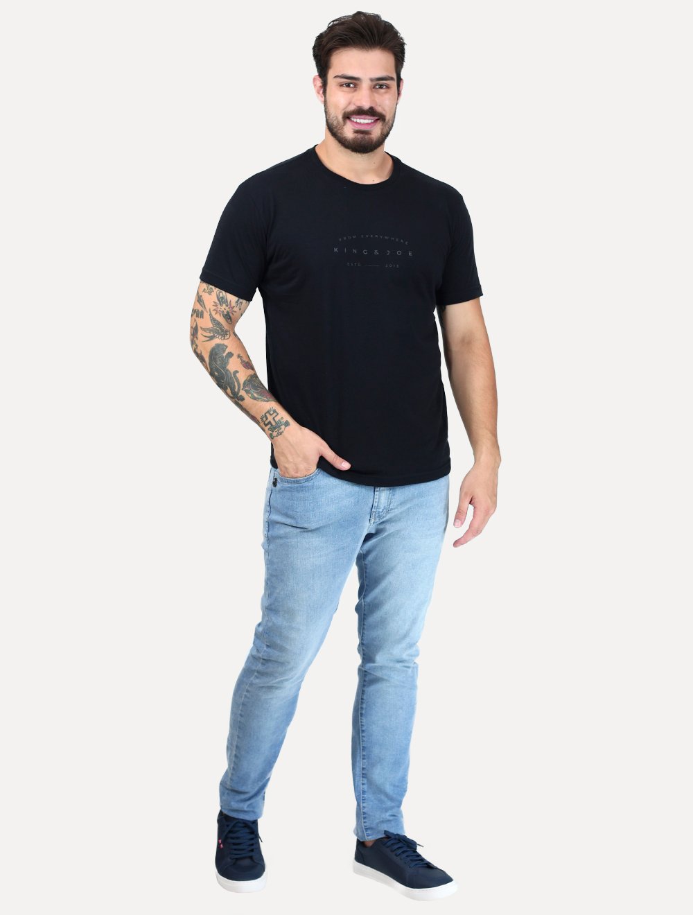 Camiseta King & Joe Masculina Arc From Everywhere Perolado Preta