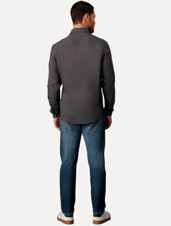 Camisa Calvin Klein Jeans Masculina Básica Logo Peito Chumbo