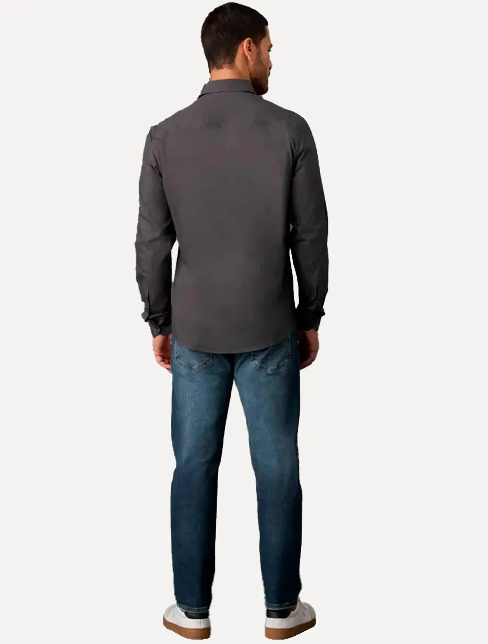 Camisa Calvin Klein Jeans Masculina Básica Logo Peito Chumbo