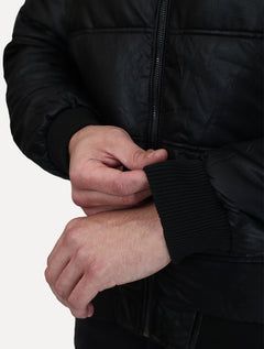 Jaqueta Dixen PU Manga Zíper Frontal Preto