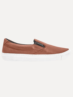 Tênis Dudalina Masculino Zara Slip On Couro Mistral Logo Marrom