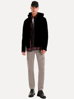 Jaqueta Ellus Masculina Vegan Leather Bomber Hoodie Preta