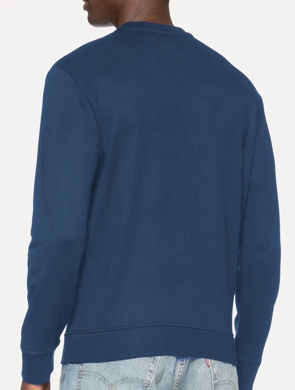 Blusa Moletom Empório Armani Masculina Chest Logo Azul