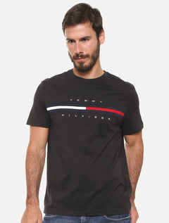 Camiseta Tommy Hilfiger Masculina Essential Flag Sash Preta