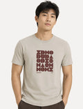Camiseta Dudalina Masculina Comfort Estampada Geo Letters Cáqui Claro