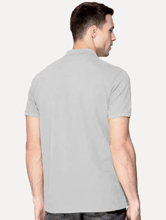 Polo Guess Masculina Piquet Small Patch Cinza Claro