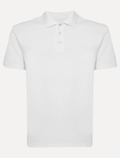 Polo John John Masculina Silm Fit New Simple Light Button Branca