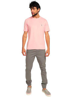 Camiseta Aleatory Masculina Grey Icon Rosa Claro
