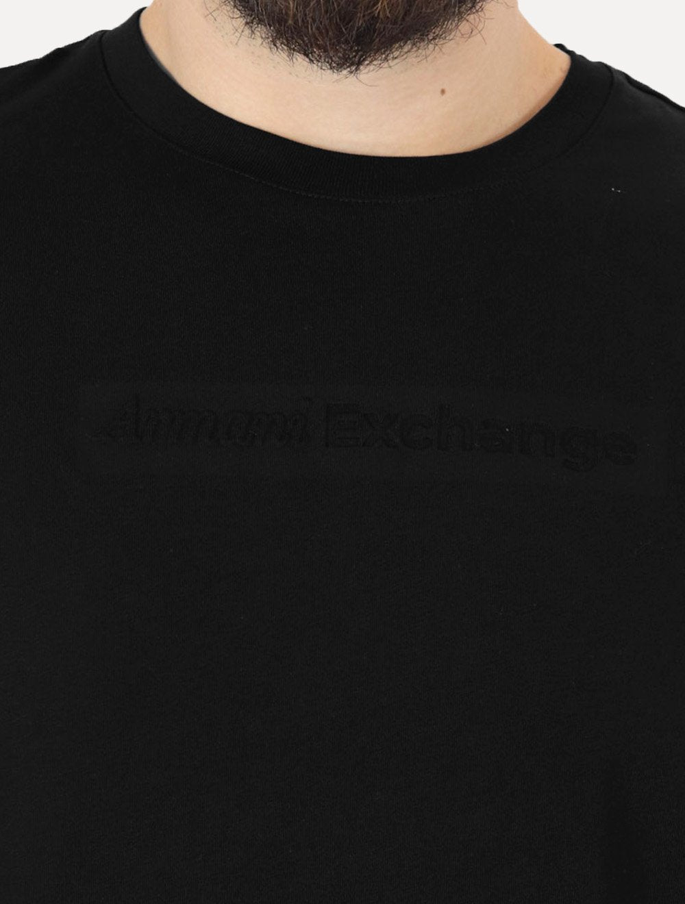 Camiseta Armani Exchange Masculina Regular Mono Logo Relevo Preta