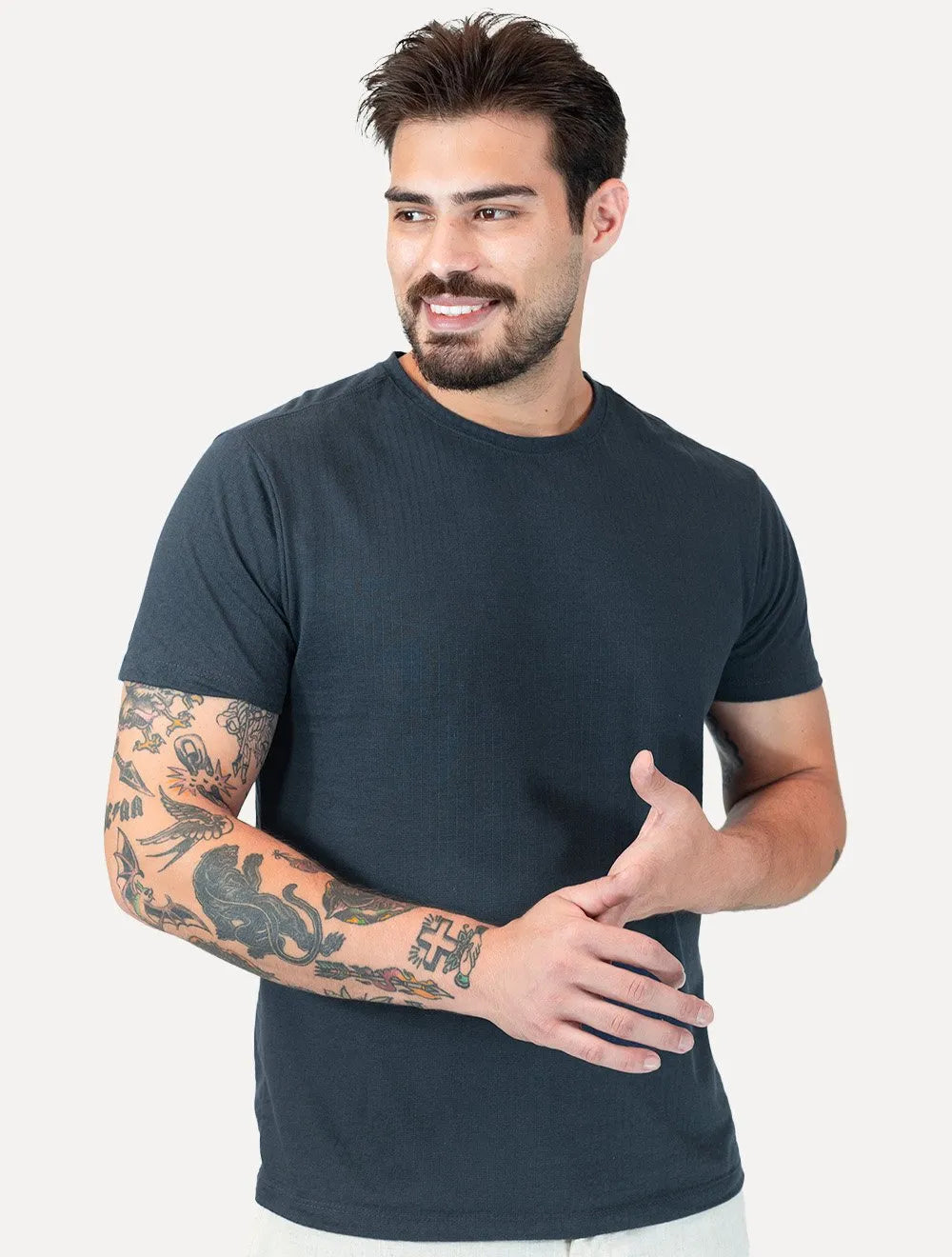 Camiseta Reserva Masculina Maquinetada Listrada Azul Marinho