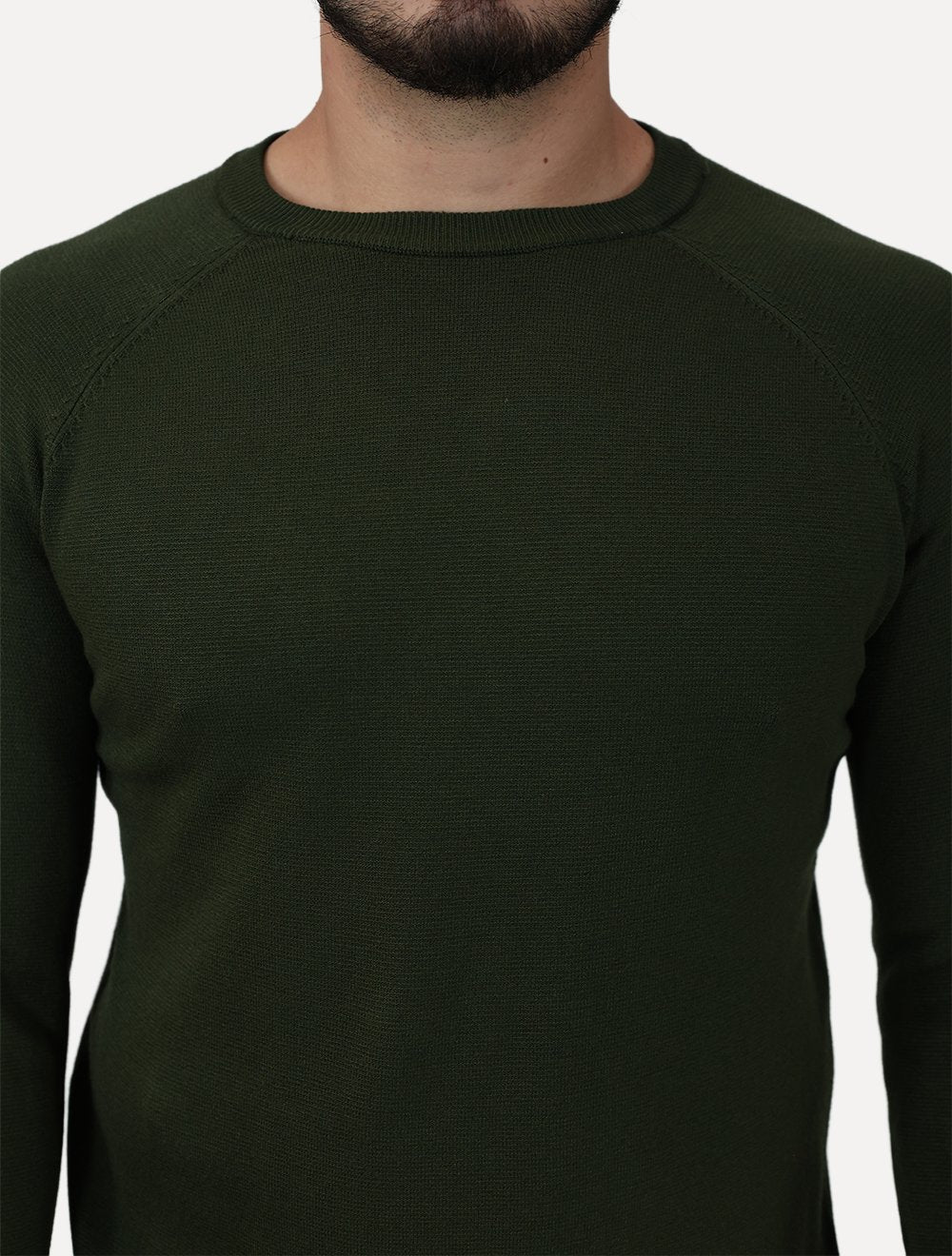 Suéter Dixen Masculina Tricot Manga Longa Raglan Gola Careca Verde