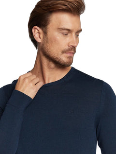 Suéter Calvin Klein Jeans Masculino Tricot Crewneck CKJ Logo Azul Marinho