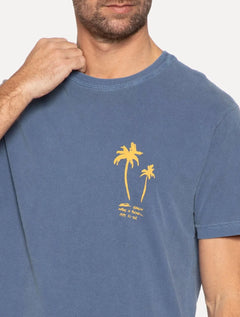 Camiseta Osklen Masculina Regular Stone Palm Sketches Azul Marinho