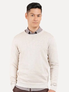 Blusa Aramis Masculina Tricot Gola Careca Areia