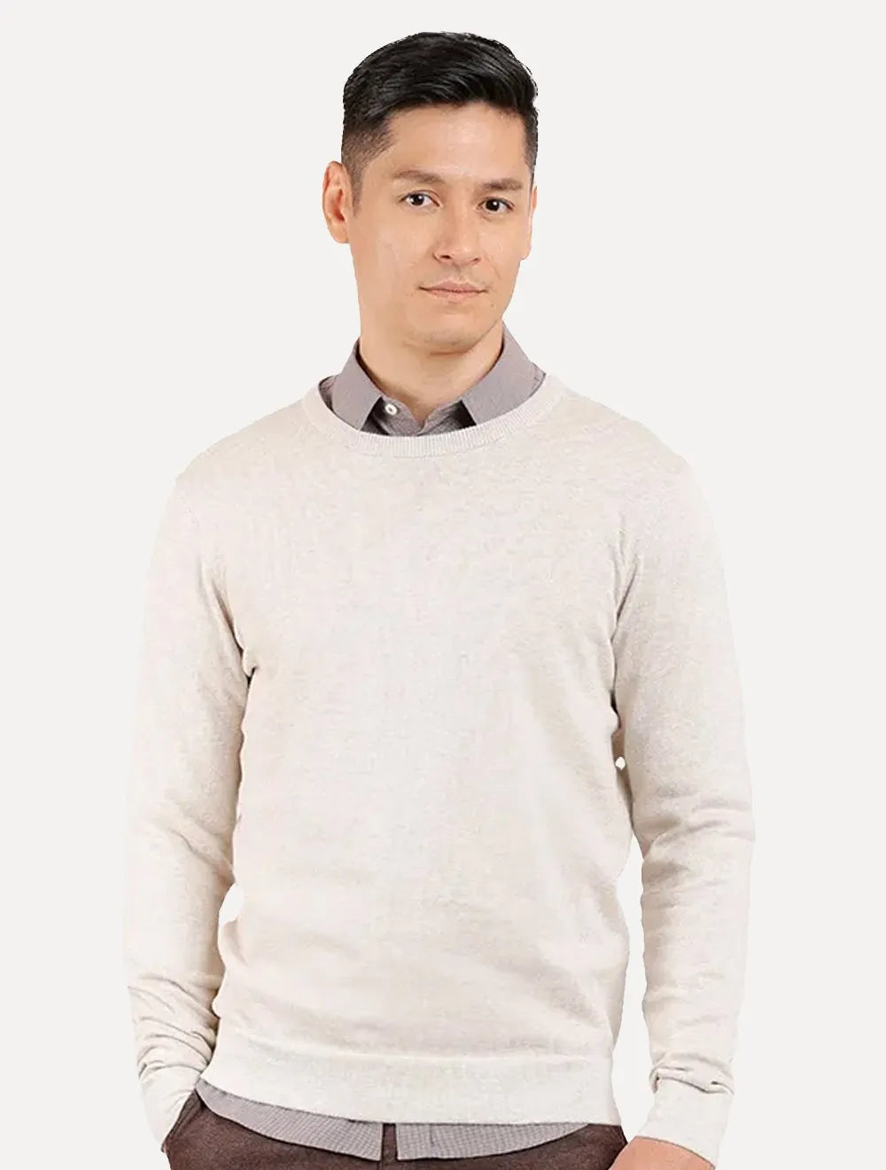 Blusa Aramis Masculina Tricot Gola Careca Areia