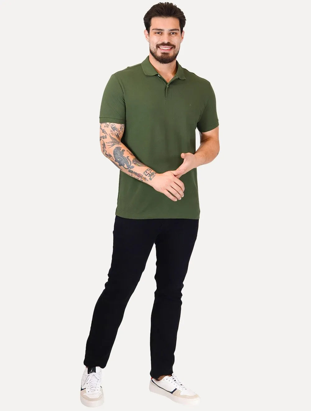 Polo Aramis Masculina Piquet Basic Mono Verde Militar