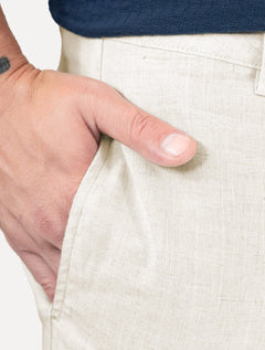 Bermuda Calvin Klein Masculina Linho Flamê Off-White
