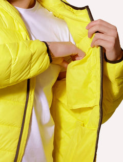 Jaqueta Victory Eagle Masculina Nylon Hoodie Puffer Amarela