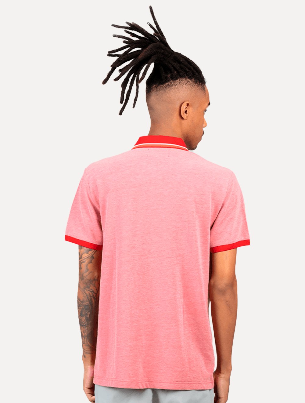 Polo Original Penguin Masculina Piquet Friso Patch Vermelho Mescla
