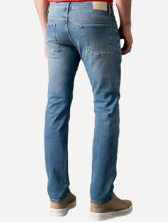 Calça Calvin Klein Jeans Masculina Slim 5 Pockets Azul Médio