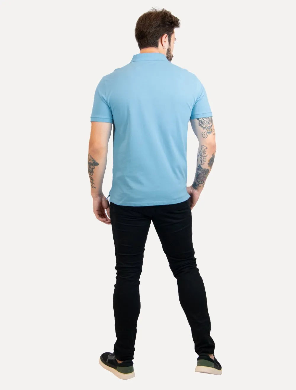 Polo Dudalina Piquet Essentials Cotton Basica Modal Azul Claro