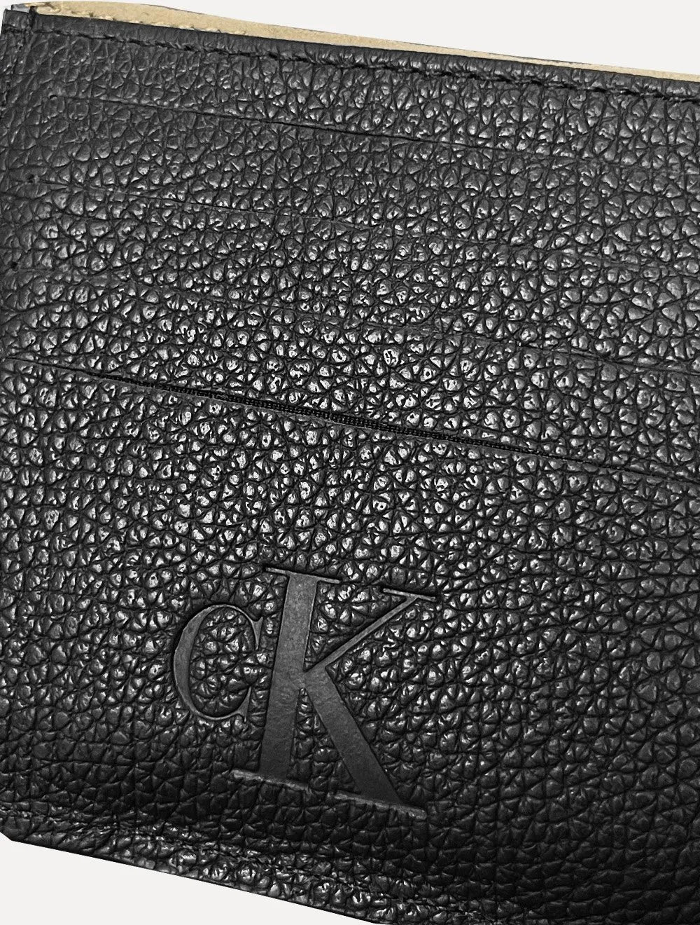 Carteira Calvin Klein Jeans Porta Cartão Logo Baixo Relevo Cáqui Claro