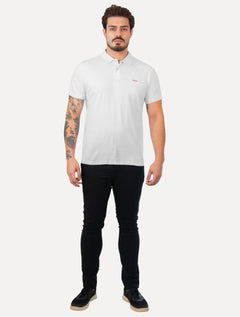 Polo Colcci Masculina Piquet Red Logo Branca