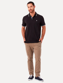 Polo Original Penguin Masculina Malha Jersey Lisa Frisos Preta
