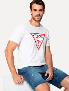 Bermuda Guess Jeans Masculina Inter Refile Tag Azul Médio