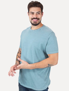 Camiseta Guess Masculina Rubber Est.1981 Stoned Azul Medio