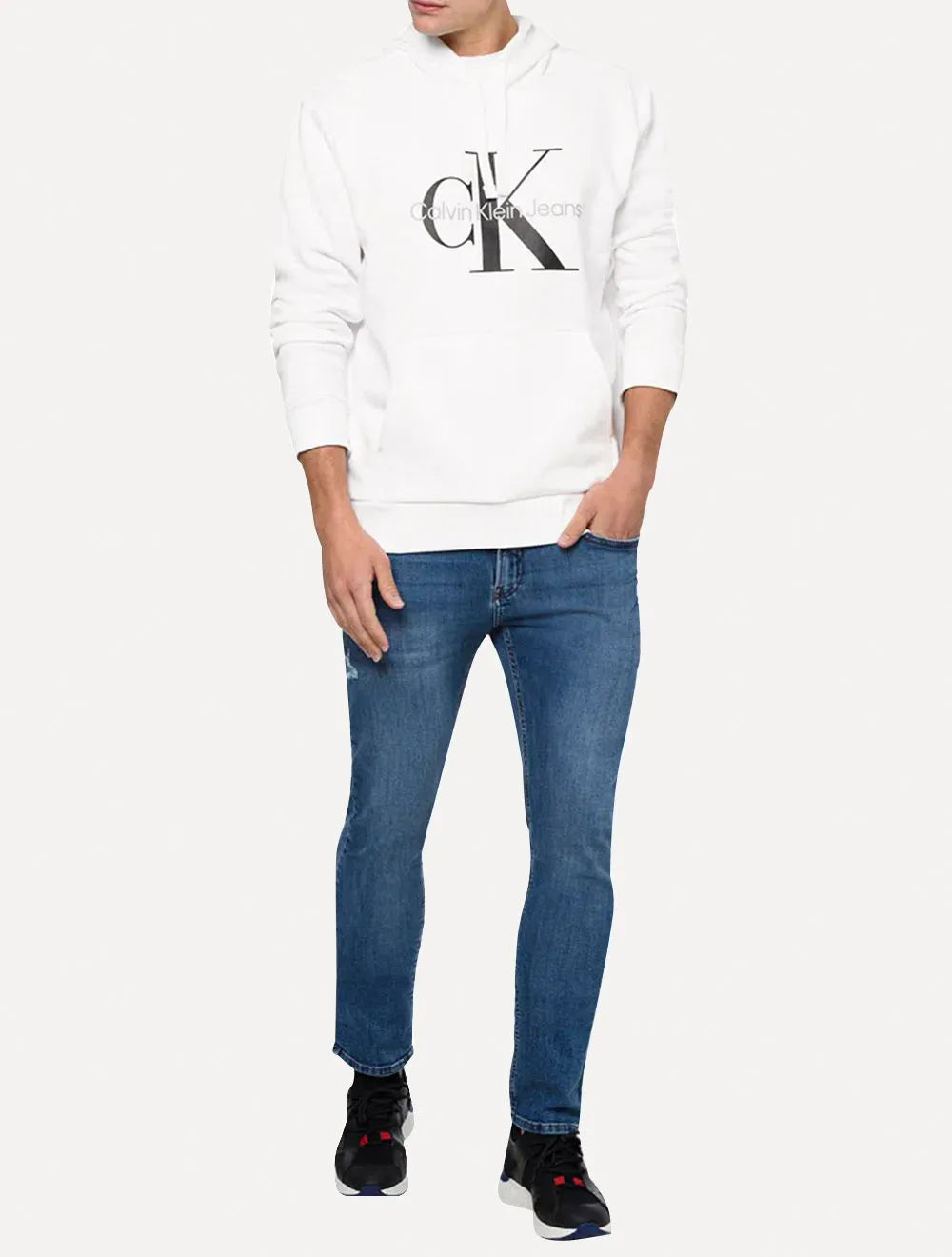 Moletom Calvin Klein Jeans Masculino Hoodie Issue Monograma Branco