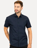 Camisa Aramis Masculina Manga Curta Regular Tricoline Stretch Marinho
