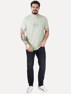 Camiseta Armani Exchange Masculina Regular Circle AX Logo Verde Claro