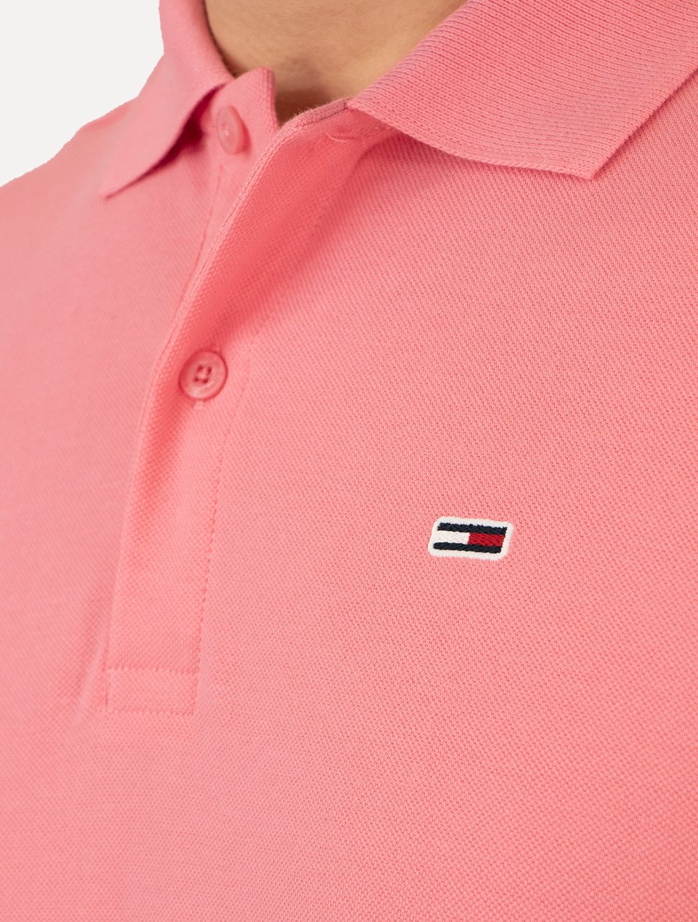 Polo Tommy Jeans Masculina Piquet Regular Placket Rosa